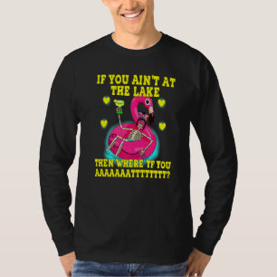 Camiseta Skeleton Flamingo Floatie Summertime Piscina L