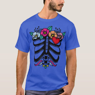 Camiseta Skeleton Floral Catrina Figurino Dia dos Mortos