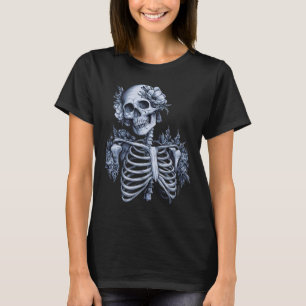 Camiseta Skeleton Floral Skull Halloween Occult Wome