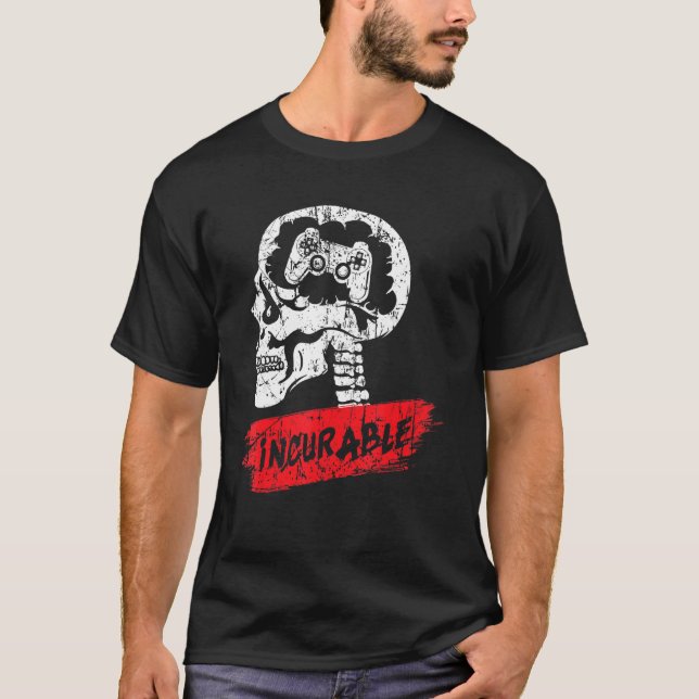 Camiseta Skeleton Gaming Controller Dia de as Bruxas engraç (Frente)