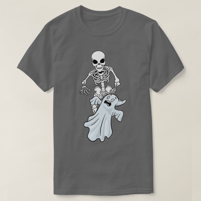 Camiseta Skeleton Ghost Lazy Halloween Costume (Frente do Design)