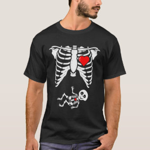 Camiseta Skeleton Gravidez Shirt Baby X-Ray Halloween Preg