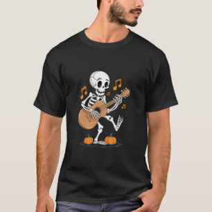 Camiseta Skeleton Guitar Jam - Diversão de Música do Hallow