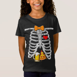 Camiseta Skeleton Halloween Beer Pizza Engraçado Golpe de G