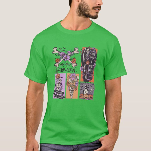Camiseta Skeleton Halloween engraçado (Frente)