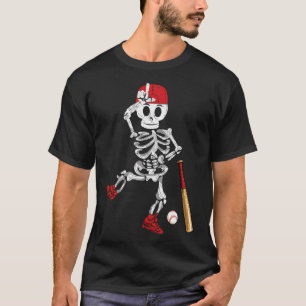 Camiseta Skeleton Halloween Engraçado Esqueleto Jogando Bas