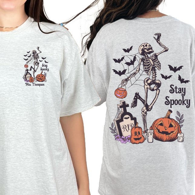 Camiseta Skeleton Halloween Fica Legal Personalizado (Criador carregado)