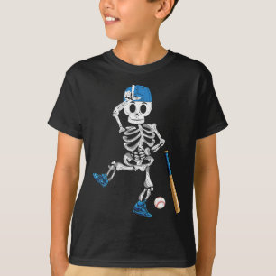 Camiseta Skeleton Halloween Vintage Jogando Baseball