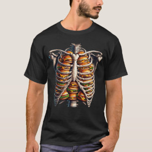 Camiseta Skeleton Hamburger Comida Rápida Burger Lover Engr