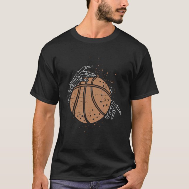 Camiseta Skeleton Hand Basketball Skelatal Bones Spooky Spo (Frente)
