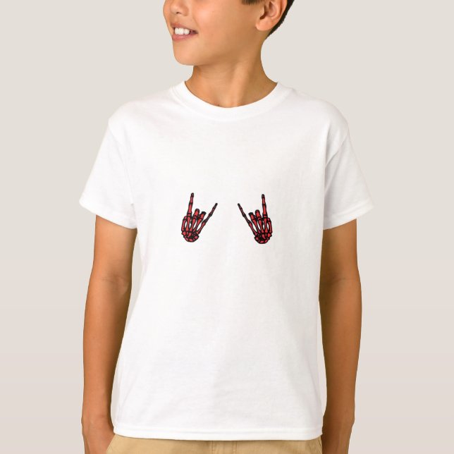 Camiseta Skeleton Hand Heart Roll & Red Classic (Frente)
