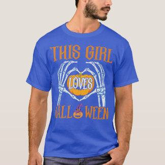 Camiseta Skeleton Hand Heart Sign This Girl Who Loves Hallo