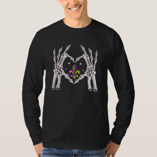 Camiseta Skeleton Hands Heart Love Funny Mardi Gras Fleur D