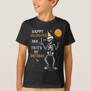 Camiseta Skeleton Happy Halloween E Sim É Meu Aniversário