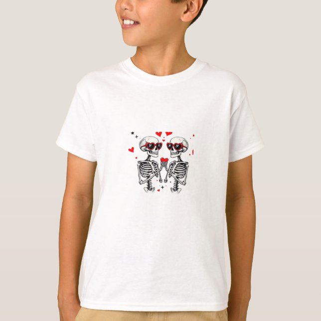 Camiseta Skeleton Heart Mãos Para Tendência (Frente)