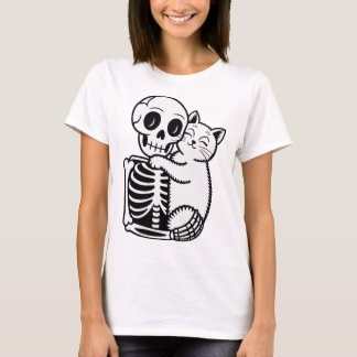 Camiseta Skeleton Hugging a Cat
