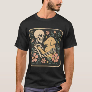 Camiseta Skeleton Hugging Cachorro do Dia das Bruxas Cachor