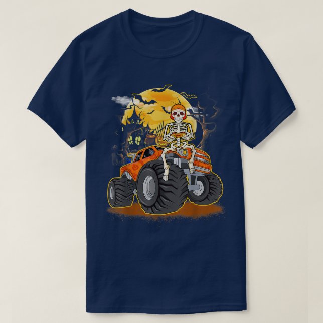 Camiseta Skeleton Jogando Jogo Engraçado Monstro Hallowee (Frente do Design)