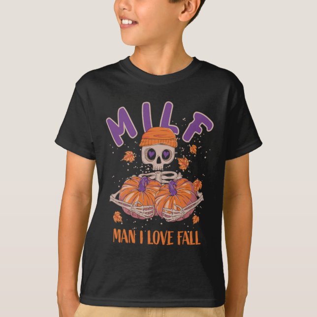 Camiseta Skeleton Man I Love Fall Fun Skeleton Pumpkin Hall (Frente)