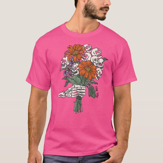 Camiseta Skeleton Mão Floral Figurume Hallowee (Frente)