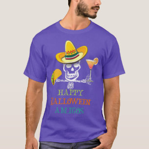 Camiseta Skeleton mexicano Hat Taco do Dia de as Bruxas eng
