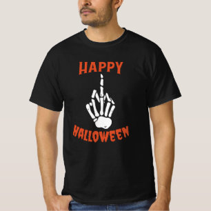 Camiseta Skeleton Middle Finger Happy Halloween