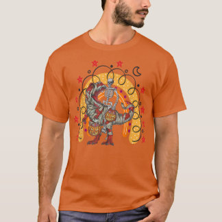 Camiseta Skeleton montando um dinossauro da múmia rex hallo