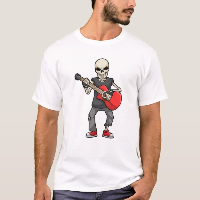 Camiseta Skeleton na Música com Violão (Frente)