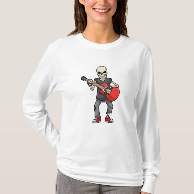 Camiseta Skeleton na Música com Violão (Frente)