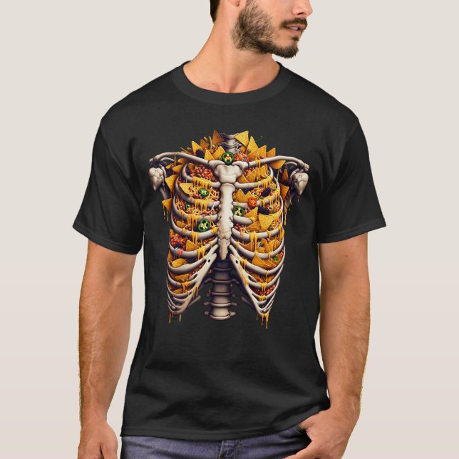 Camiseta Skeleton Nachos Lover Cinco De Mayo Engraçado (Frente)