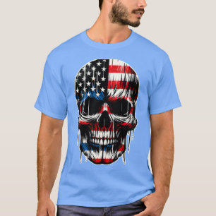 Camiseta Skeleton Patriótico USA 4 de julho Americano