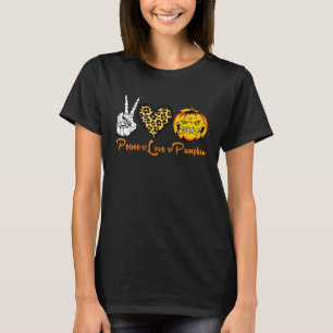 Camiseta Skeleton Peace Leopard Love Scary Pumpkin Hallowee