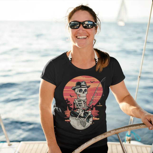 Camiseta Skeleton pescador Halloween (Criador carregado)