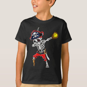Camiseta Skeleton Pirate & Softball Ball Halloween Cust