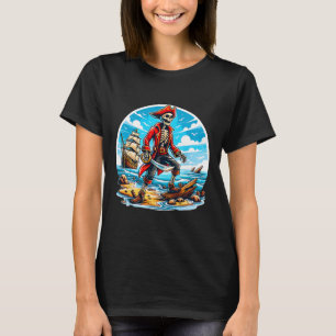 Camiseta Skeleton Pirate Tee Skull Halloween Skeleton Pirat