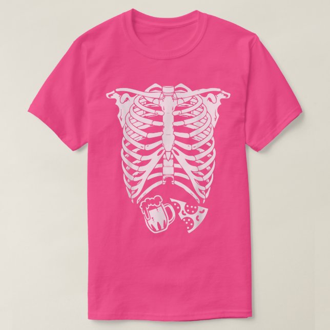 Camiseta Skeleton Pizza Beer XRay Halloween  (Frente do Design)