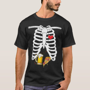 Camiseta Skeleton Pizza Beer Xray Halloween Em breve