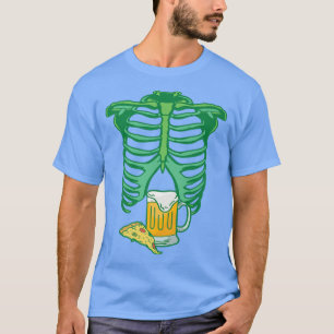 Camiseta Skeleton Pizza Beer Xray I Engraçado Hallo