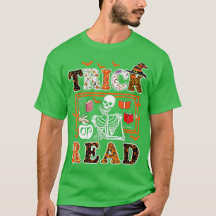Camiseta Skeleton Professora Halloween T Trick Ou Read Book