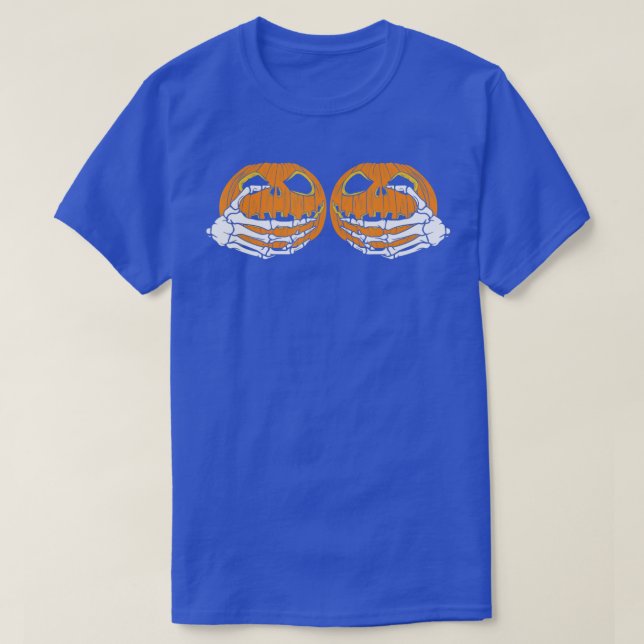 Camiseta Skeleton Pumpkin Bra Dia de as Bruxas engraçado (Frente do Design)