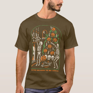 Camiseta Skeleton Pumpkin Halloween Esta é a estação a ser
