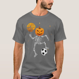 Camiseta Skeleton Pumpkin Soccer do Dia das Bruxas Meninas 