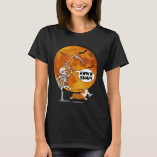Camiseta Skeleton Quebrou Perna Halloween Corgi Reaper Scyt