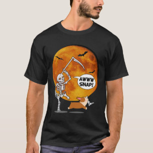 Camiseta Skeleton Quebrou Perna Halloween Corgi Reaper Scyt