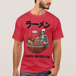 Camiseta Skeleton Relaing Em Um Bolinho De Ramen Engraçado