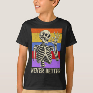 Camiseta Skeleton Retro Dia de as Bruxas engraçado Men Nunc