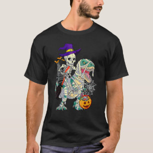 Camiseta Skeleton Rex Dinosaur Pumpkin Halloween Ki