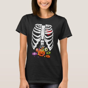 Camiseta Skeleton Rib Cage Candy Dia de as Bruxas engraçado