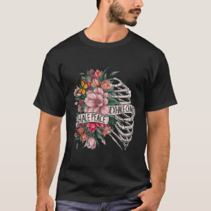 Camiseta Skeleton Rib Cage Inalar Caos Mental do Exalar Paz