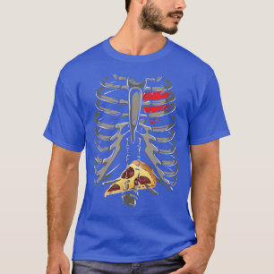 Camiseta Skeleton Rib Cage Pizza Xray Costume Engraçado Hal